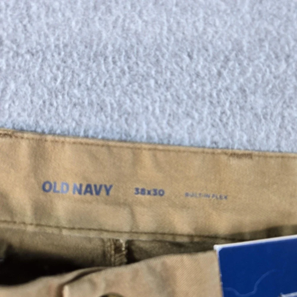 Old Navy Pants Mens 38x30 Beige Chino Relaxed Cotton‎ Spandex Pleated Pockets